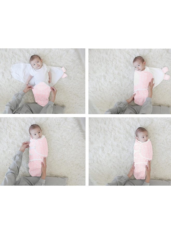 BaeBae Goods Swaddle Blankets, Set of 4, 100% Cotton, Lightweight, Breathable, Adjustable for Boys and Girls, 0-3 Months (Pink/Grey Triangles) - Image 3